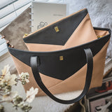 IMPERFECT | Duo Tone Structure Zip Tote | Beige & Black Handbag | FINAL SALE Tote Only