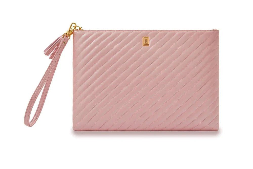Blush Shimmer Luxe Pouch + Wrist Strap | OUTLET | Quilted Luxe Pouch | Final Sale | NOTIQ
