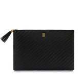 IMPERFECT | Quilted Luxe Pouch | Final Sale Black Lisse Luxe Pouch + Wrist Strap