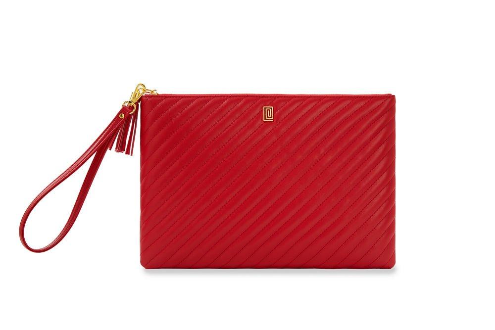 DESIRABLE | Quilted Luxe Pouch | Final Sale Scarlet Lisse Luxe Pouch + Wrist Strap