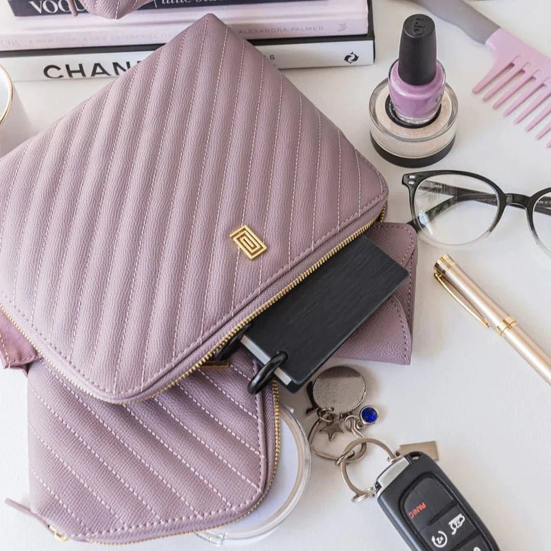 IMPERFECT | Quilted Luxe Vanity Pouch | Final Sale Mauve Quilted