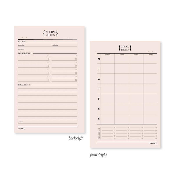 Meal Brief 52-Week Planner Inserts & Refill Blush Pink
