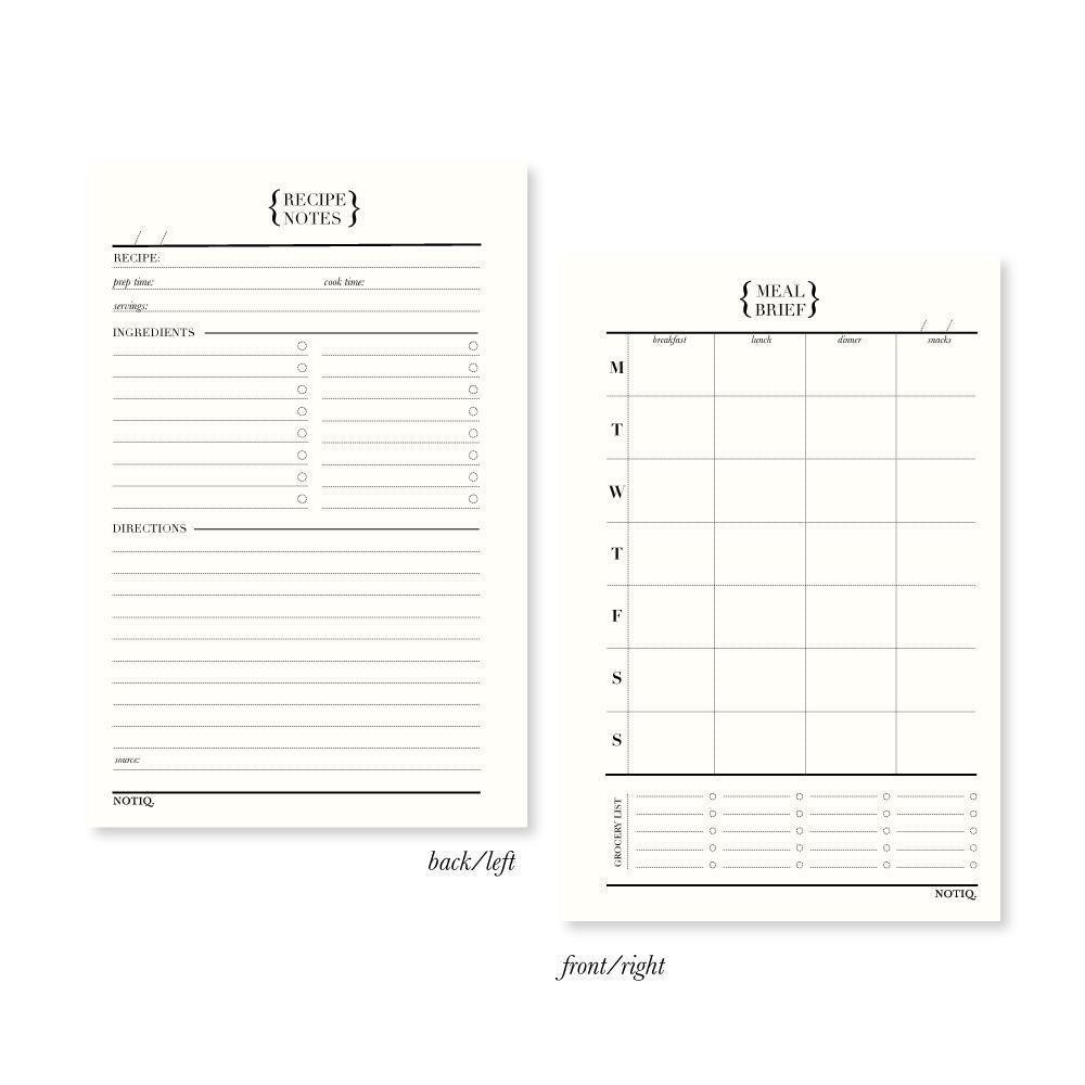 Pearl White | Meal Brief 52-Week Planner Inserts & Refill | NOTIQ