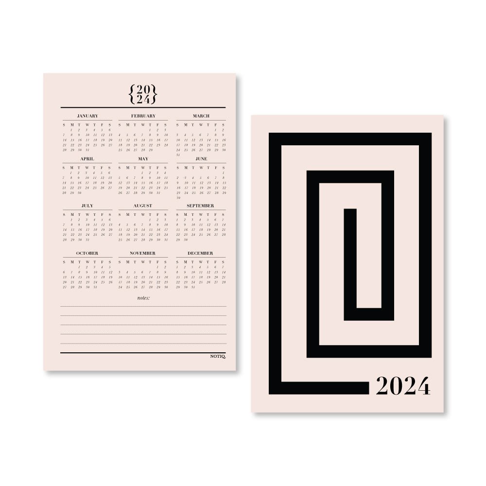 Dated Monthly Brief Calendar Planner Inserts & Refill | Sunday Start Blush Pink