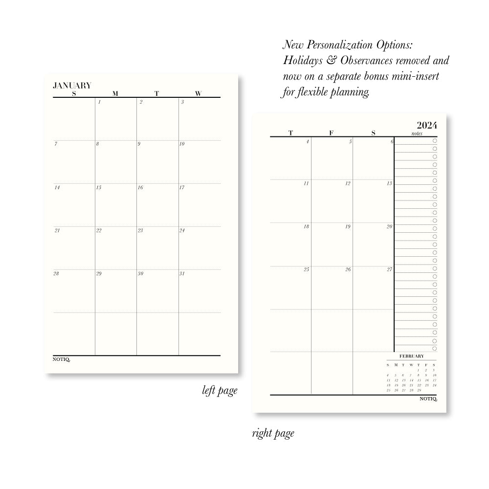 Planner Inserts 2024 Monthly Brief Calendar Planner Inserts NOTIQ