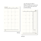 2024 Monthly Brief Dated Calendar Planner Inserts & Refill | Sunday Start Pearl White