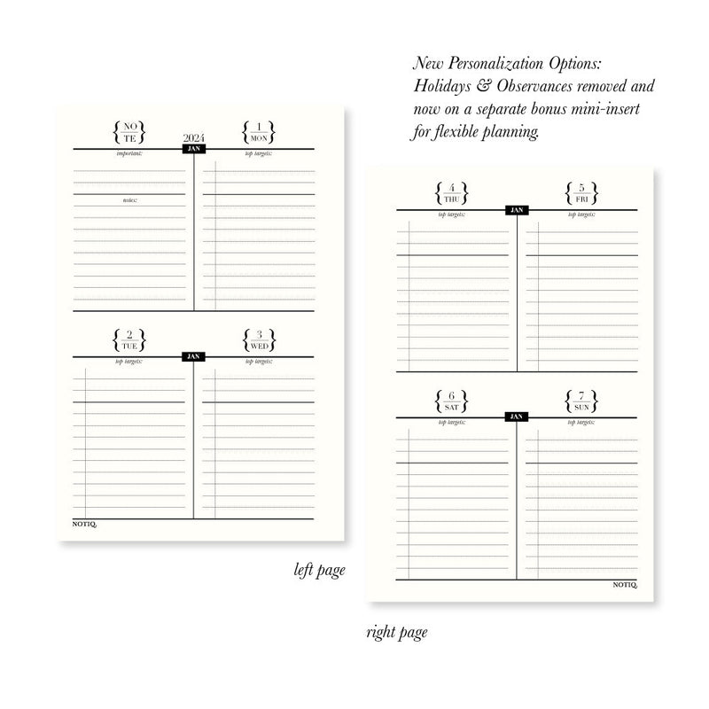 Pre-Order | 2024 Yearly Plan: Weekly + Monthly Plan Dated Duo Planner Inserts & Refill