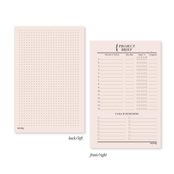 Project Brief Planner Inserts & Refill Blush Pink