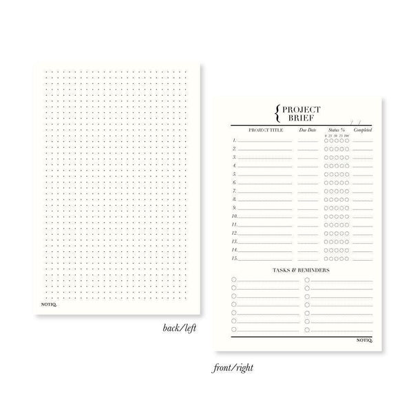 Project Brief Planner Inserts & Refill Pearl White
