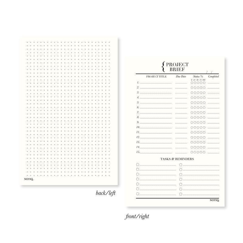 Project Brief Planner Inserts & Refill Pearl White