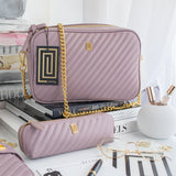 Quilted Beauty Bag | Handbag Mauve Quilted