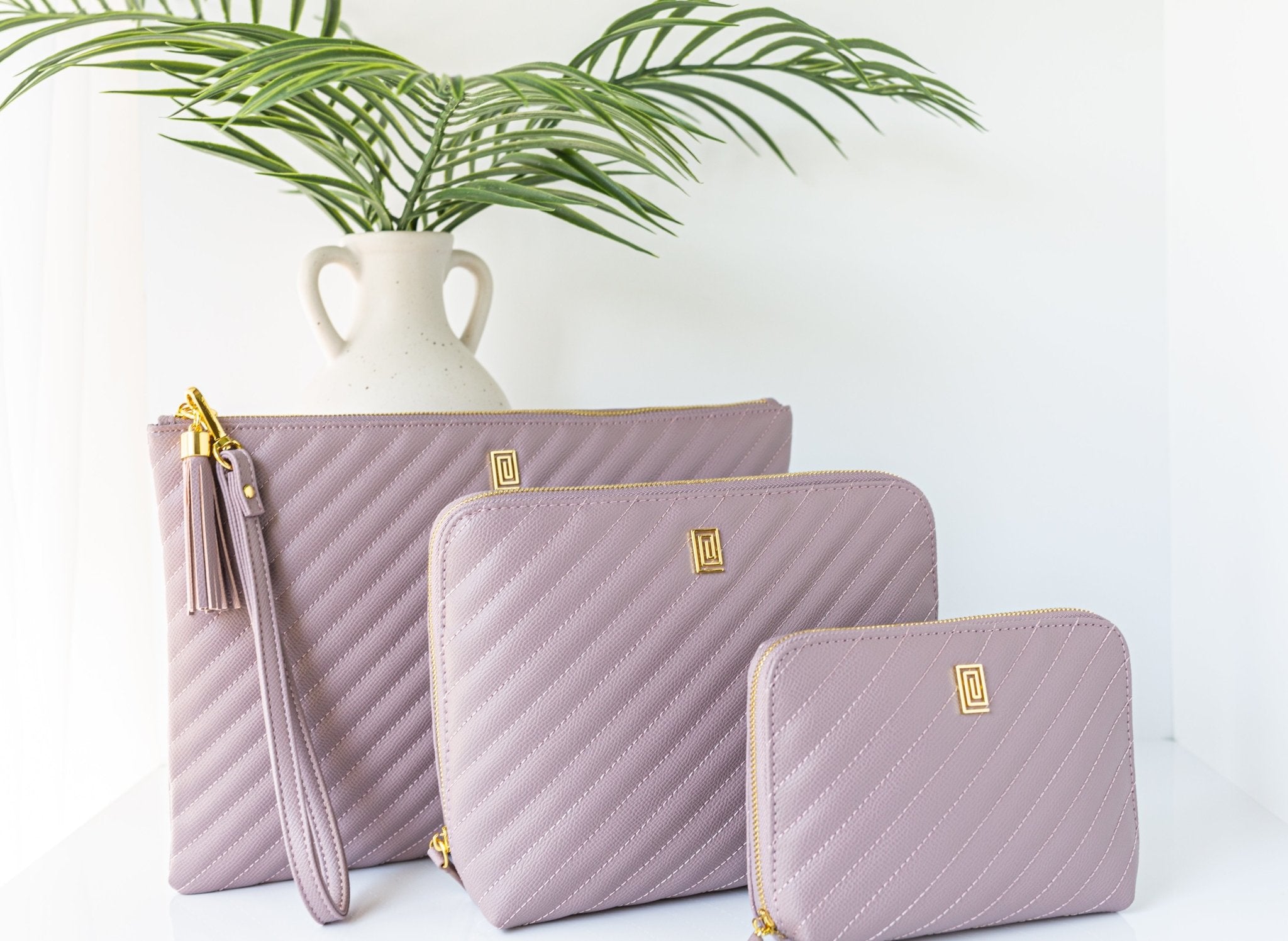Mauve Quilted | Quilted Luxe Pouch Travel Set | NOTIQ
