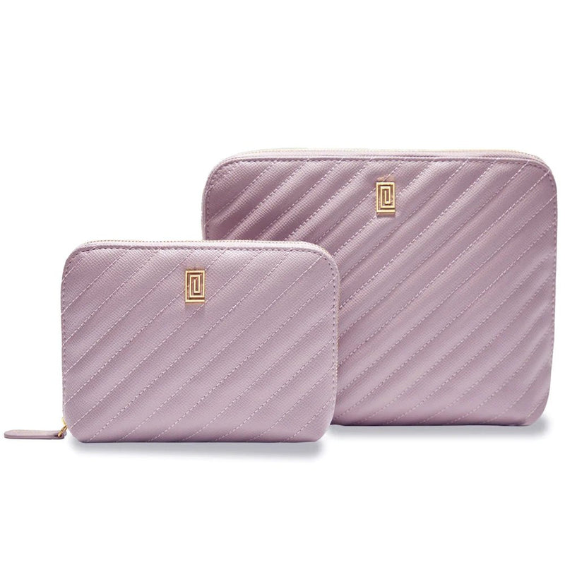 Quilted Luxe Vanity Pouch Mauve Quilted