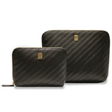 Quilted Luxe Vanity Pouch Black Lisse
