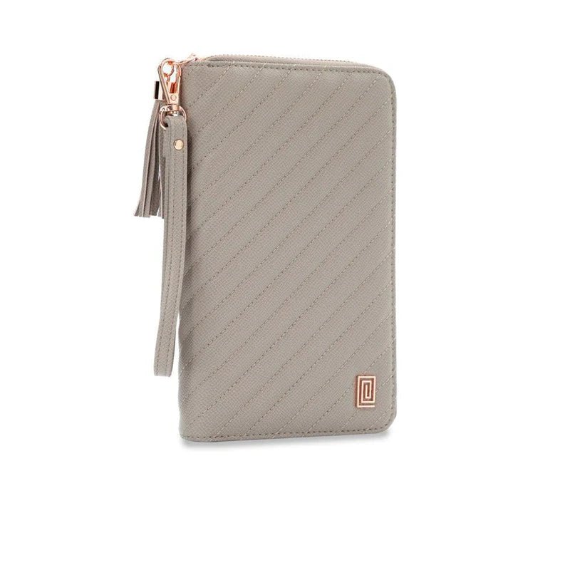 Quilted RINGLESS Zip Folio Wallet Agenda Cover Stone Gray Quilted