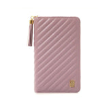 Quilted RINGLESS Zip Folio Wallet Agenda Cover Mauve Quilted
