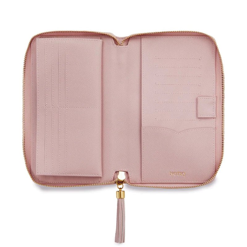 Quilted RINGLESS Zip Folio Wallet Agenda Cover Blush Quilted