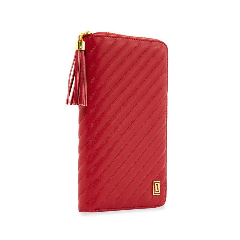 Quilted RINGLESS Zip Folio Wallet Agenda Cover Scarlet Lisse
