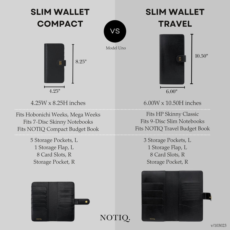Quilted RINGLESS SLIM Wallet Agenda Cover Black Lisse