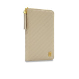 Quilted RINGLESS Zip Folio Wallet Agenda Cover Bisque Quilted