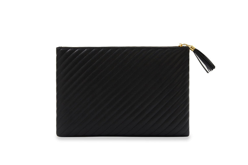 Quilted Tablet Luxe Pouch Black Lisse Luxe Pouch + Wrist Strap