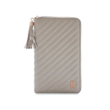 RINGLESS Zip Folio Wallet Agenda Cover | Friday Offer Stone Gray Quilted