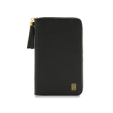 Saffiano RINGLESS Zip Folio Wallet Agenda Cover Gold on Jet Black Saffiano