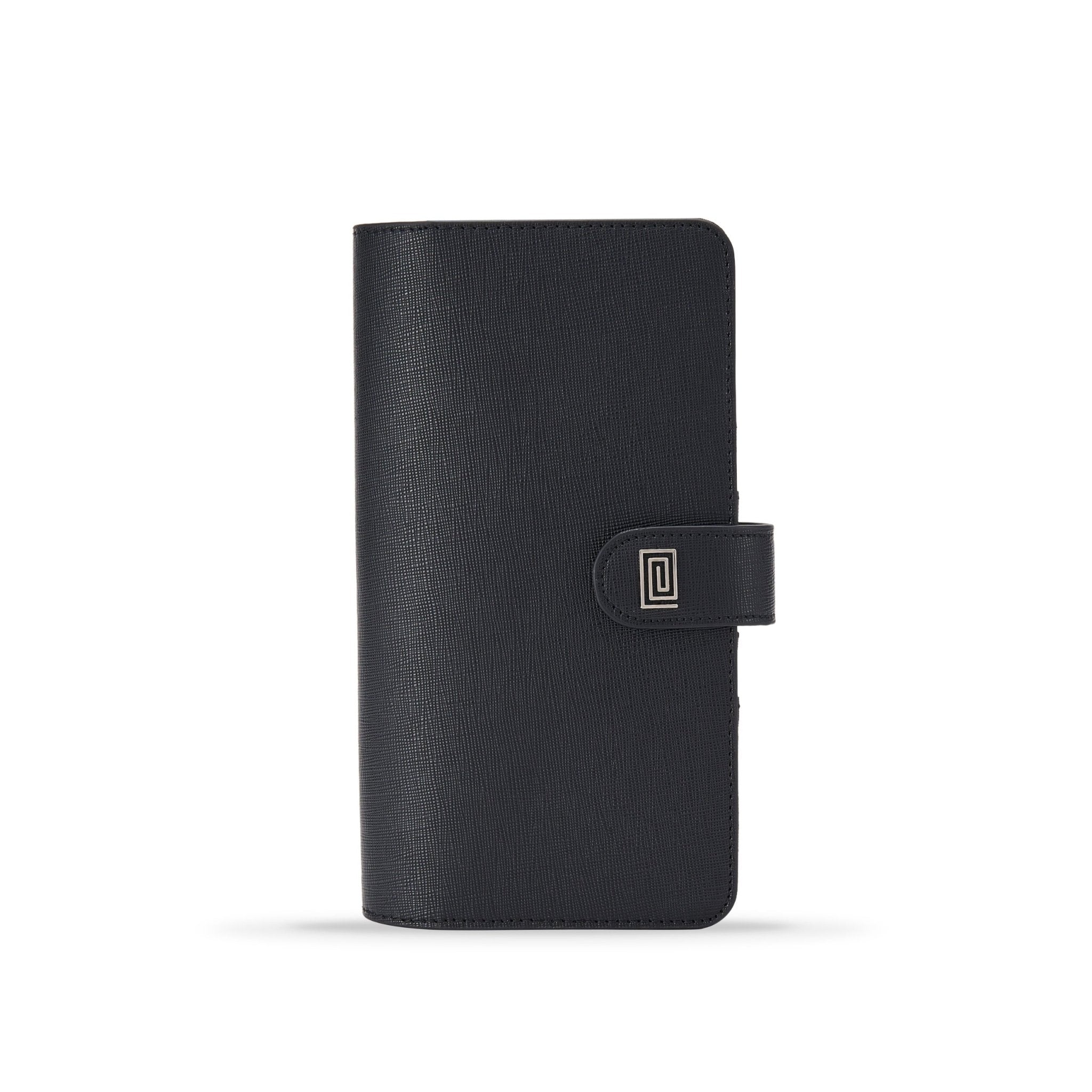 Silver Black Onyx Saffiano Slim Plus Wallet | SL4. Slim Plus Wallet Ringless Agenda | Planner Cover | NOTIQ