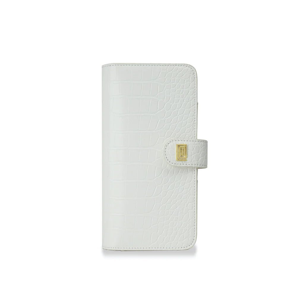 Dove White Croco Slim Compact | SL5. Slim Compact Wallet Ringless Agenda | Planner Cover | NOTIQ