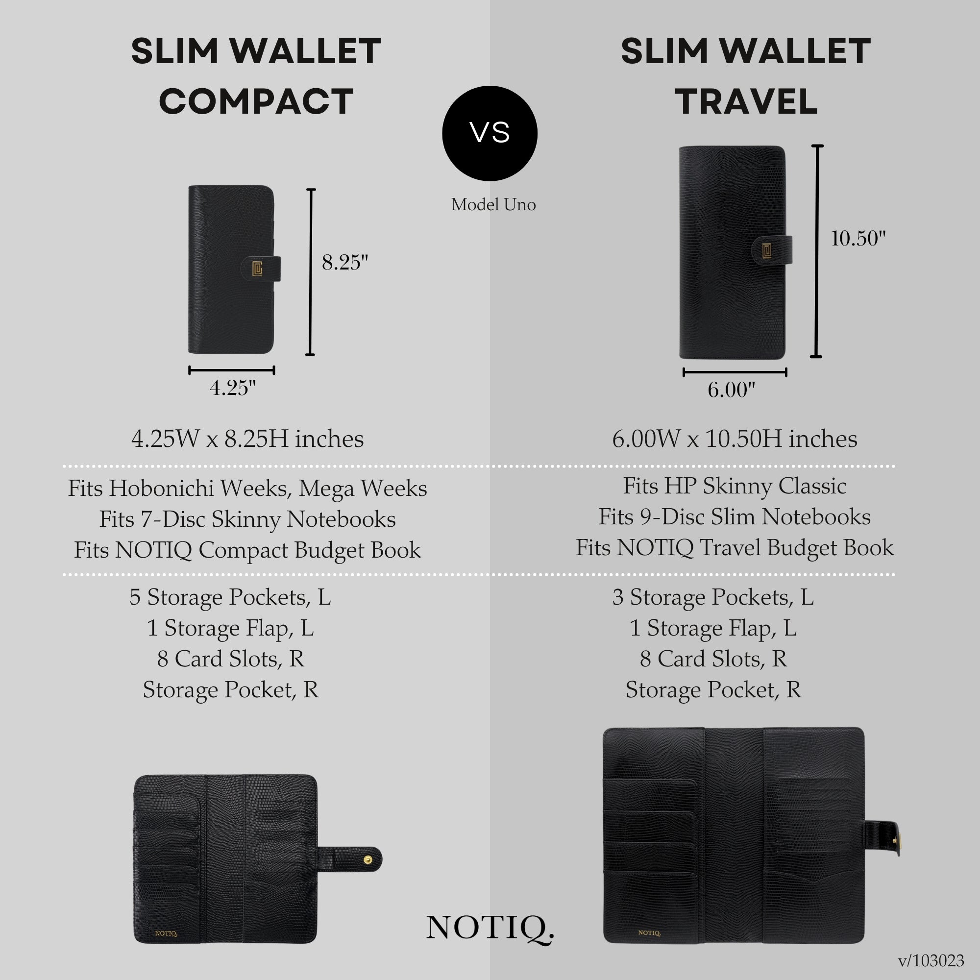 | SL5. Slim Compact Wallet Ringless Agenda | Planner Cover | NOTIQ