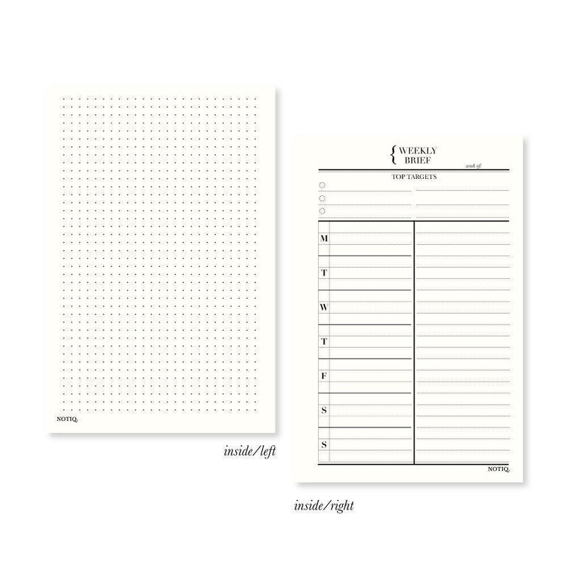 Weekly Brief Undated: 52-Week Planner Inserts & Refill Pearl White